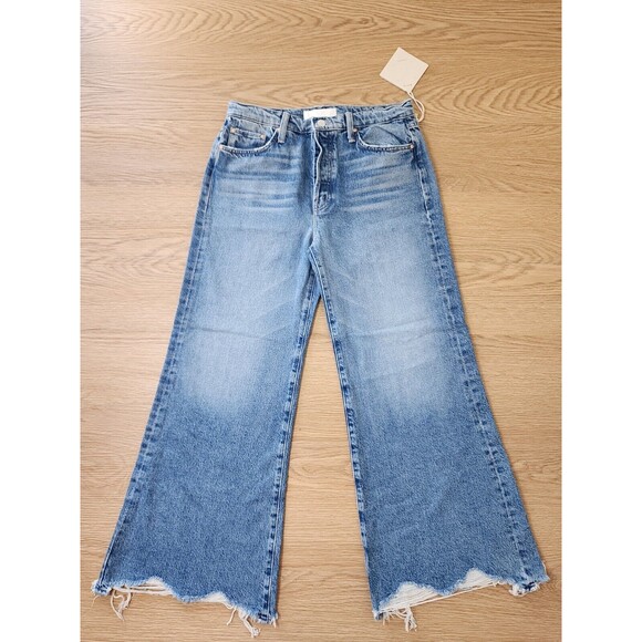 Mother Superior The Mid Rise Dazzler Ankle Fray Denim Jeans Size 29 Button Fly